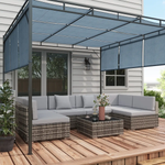 Outsunny Outsunny 7PC Rattan Garden Furniture Set Coffee Table Buckle Structure, Grey - Garden Sofa Sets