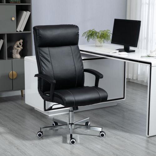 Vinsetto Massage Office Chair PU Leather Computer Chair w/ Tilt Function Black offers style and comfort for any workspace.