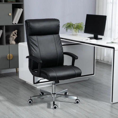 Vinsetto Massage Office Chair PU Leather Computer Chair w/ Tilt Function Black by Vinsetto