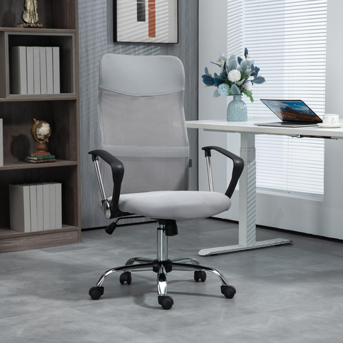 HOMCOM Executive Office Chair High Back Mesh Back Seat Desk Chairs, Light Grey offers stylish comfort for any workspace.