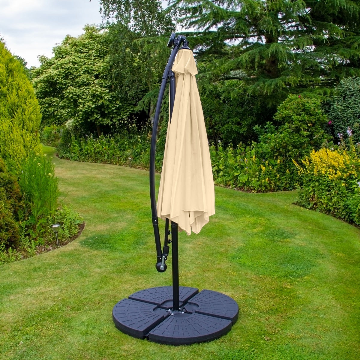 Premium LED Cantilever Parasol 3m with Base Patio