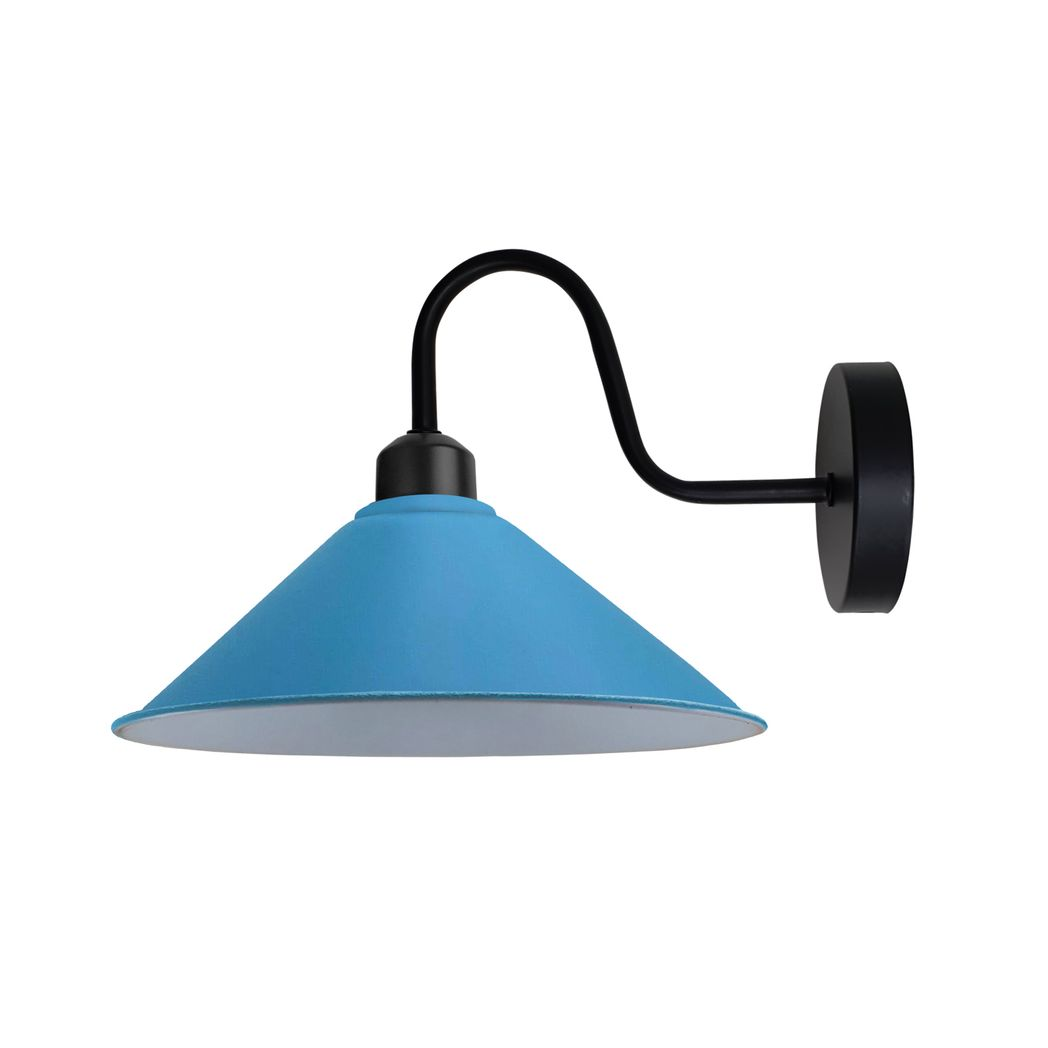 Premium Wall Light Cone Shade Swan Neck E27 Base Blue Home — blue cone shade wall light with swan neck arm