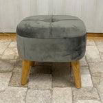 Premium Velvet Ottoman 18in Square Soft Gray Upholstery For Living Room Comfort And Lounge Style - MSL - Home Symphony
