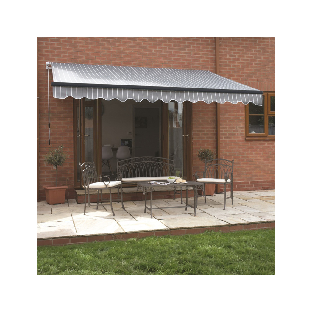Greenhurst 2.5m Berkeley Awning Grey Stripe Patio - Greenhurst - Home Symphony