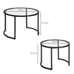 HOMCOM HOMCOM Glass Coffee Table Set of 2, Round Nest of Tables for Living Room - Coffee Table