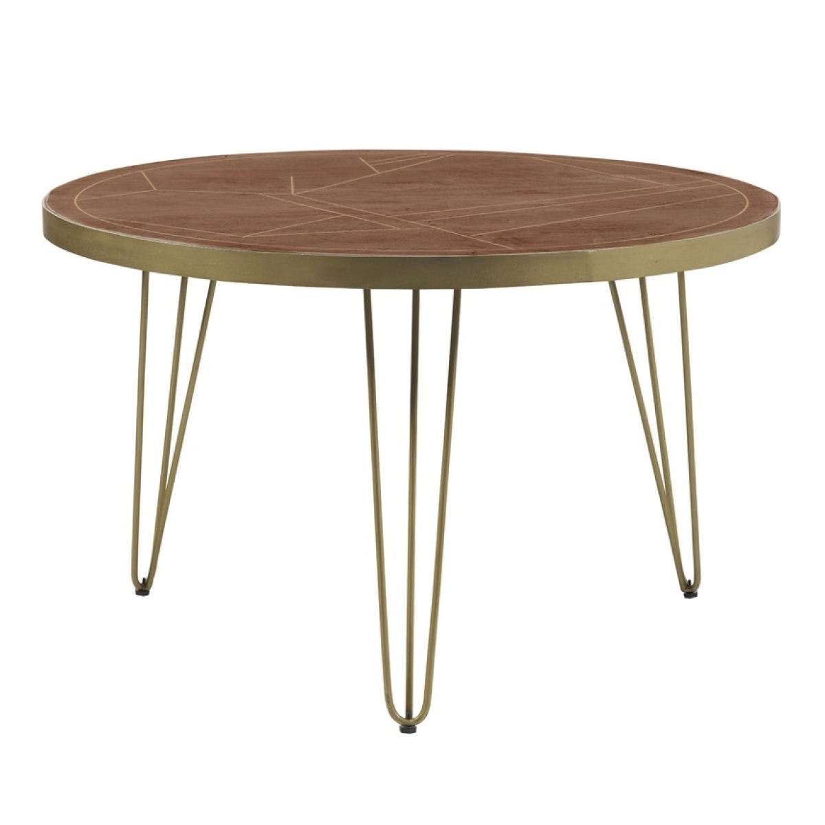 Dark Gold Round Dining Table Dia 48in Inlaid Metal For Homes - Indian Hub - Home Symphony
