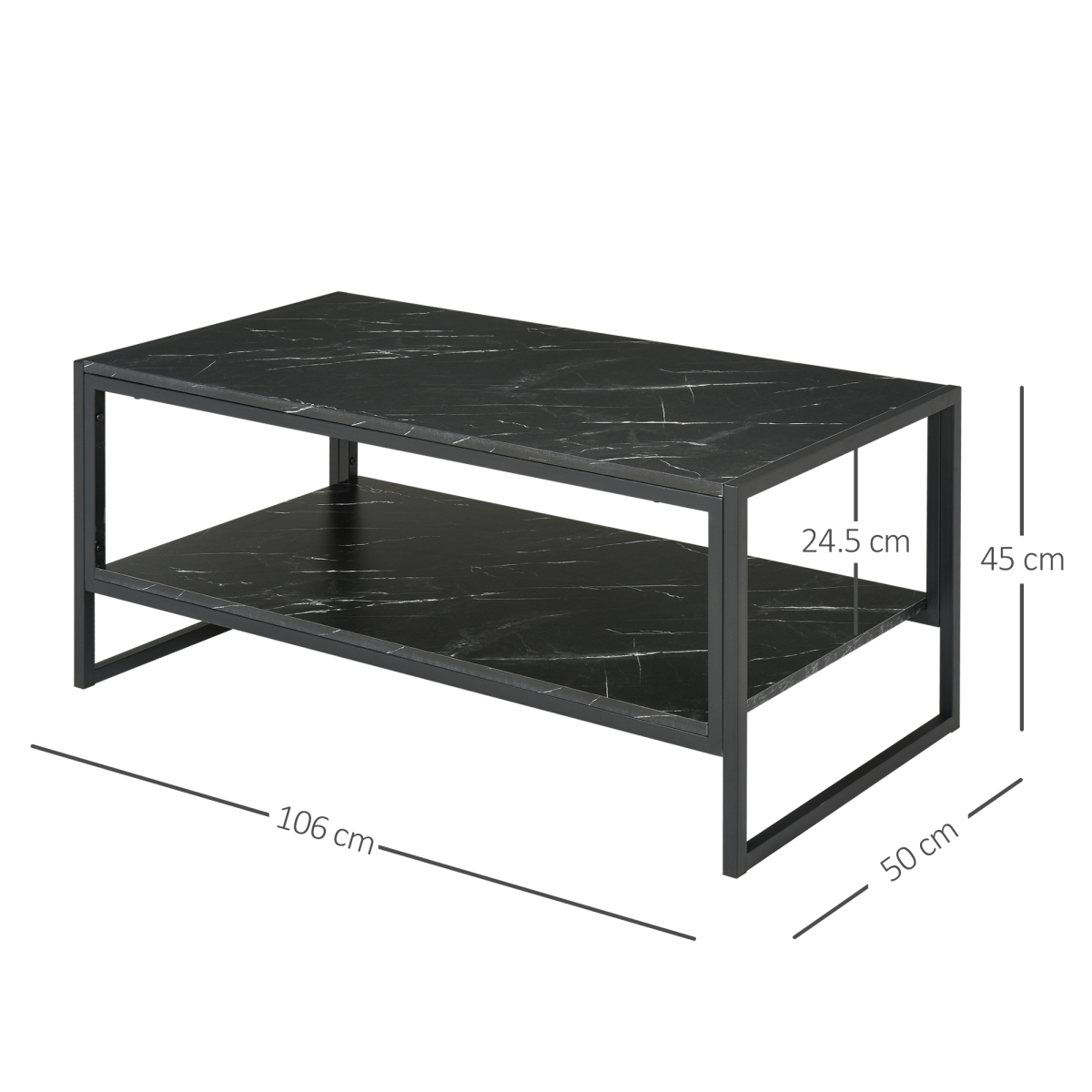 Premium Coffee Table 2 Tier Laminate Marble Home