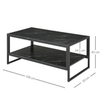 HOMCOM Premium Coffee Table 2 Tier Laminate Marble Home - Coffee Table