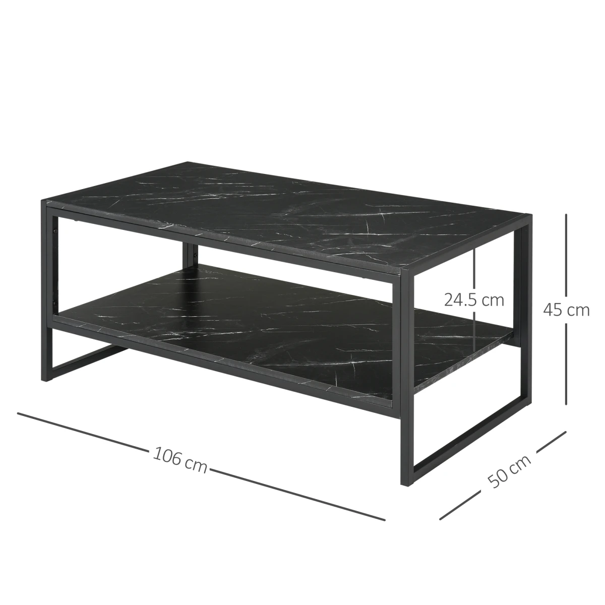 HOMCOM Premium Coffee Table 2 Tier Laminate Marble Home - Coffee Table