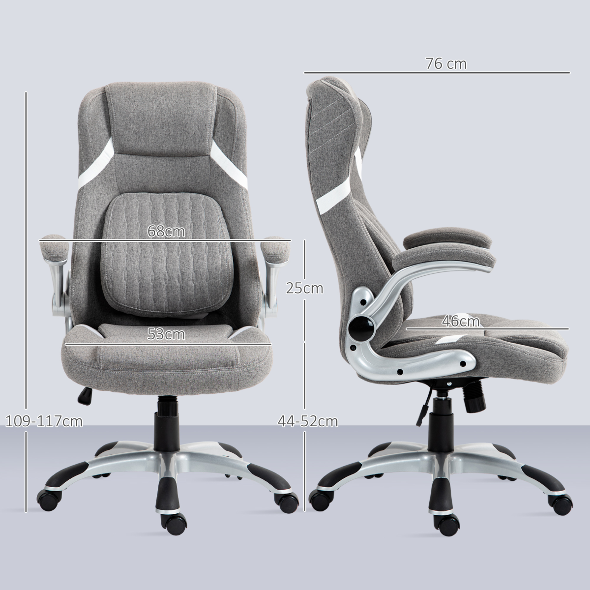 Vinsetto Office Chair 44-52cm Tilt Home Office