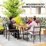 Outsunny Outsunny Wooden Garden Table for 6 with 5cm Parasol Hole for Balcony Terrace - Garden Table