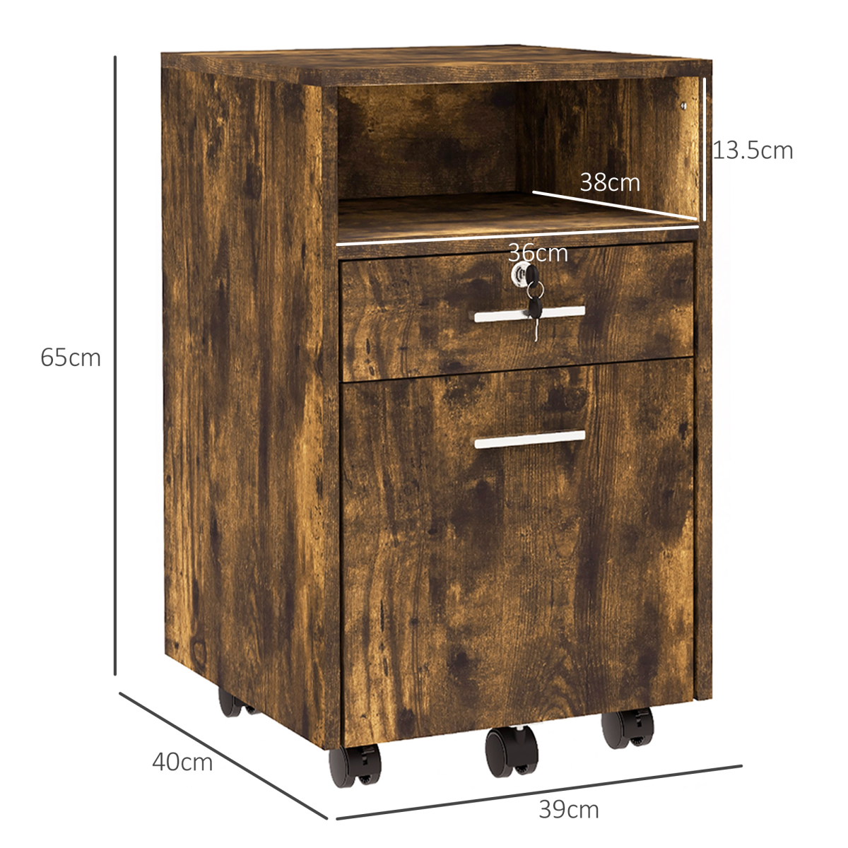 Vinsetto Mobile File Cabinet Lockable 5 Wheels