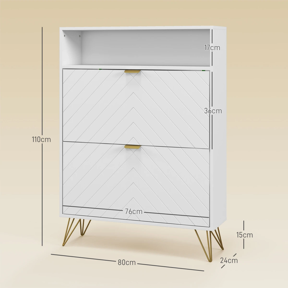 HOMCOM HOMCOM Narrow Shoe Storage Cabinet with 2 Flip Drawers for 12 Pairs of Shoes -