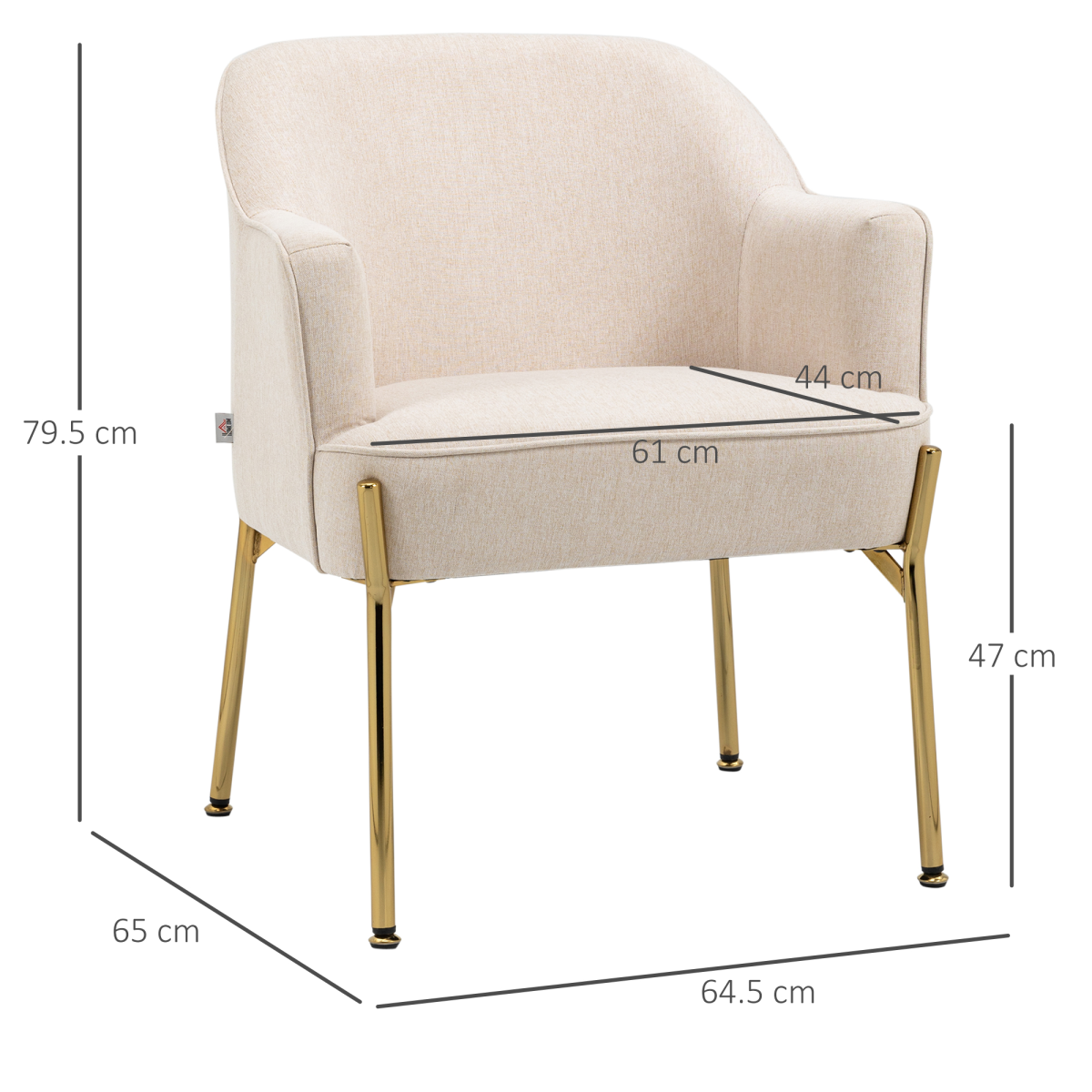 Premium Fabric Armchair Tub Chair Gold Legs For Living Room by Home Symphony beige tub chair with gold legs.