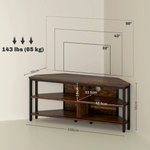HOMCOM HOMCOM 50in Corner TV Stand Shelves Rustic Brown LivingRoom - TV Unit
