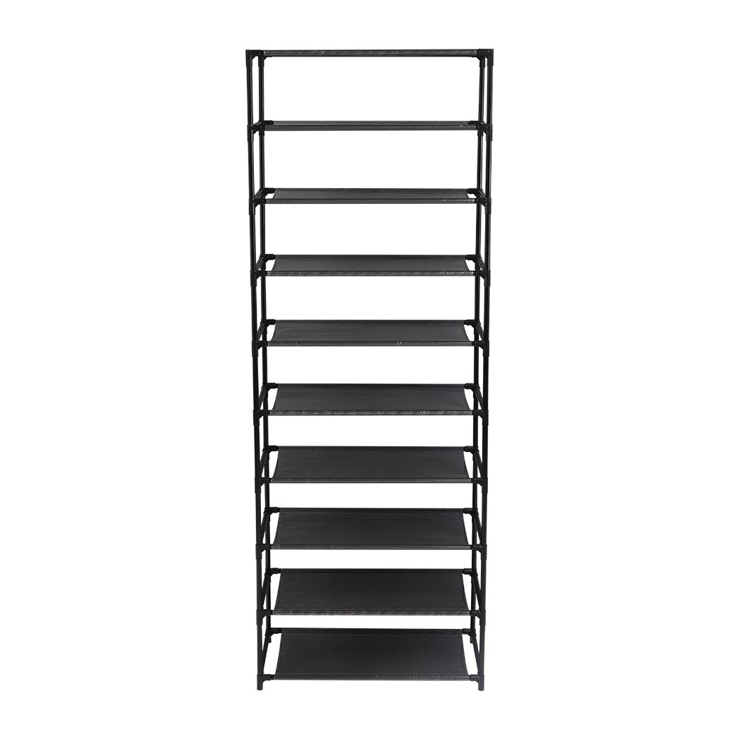 10 Tier Stackable Shoe Rack Storage Shelves - Stainless Steel Frame Holds 50 Pairs Of Shoes - N/A - Home Symphony