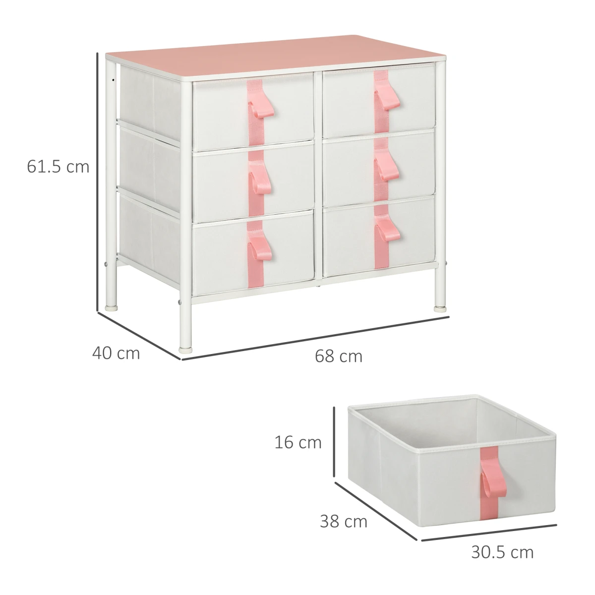 Premium Chest Six Drawer Fabric Drawers Nursery by Unbranded