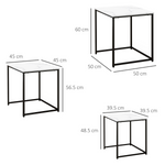 HOMCOM Nesting Coffee Tables Three Piece White Marble Top With Steel Frames Adjustable Feet Living Room - HOMCOM - Home Symphony