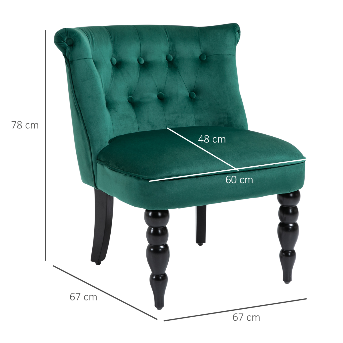 HOMCOM Velvet Wingback Chair Tufted Back Rubber Wood Legs in emerald green velvet with button tufting.