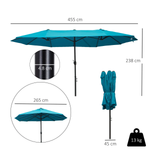 Outsunny Outsunny 4.6M Garden Patio Umbrella Canopy Parasol Sun Shade w/o Base Blue - Parasol