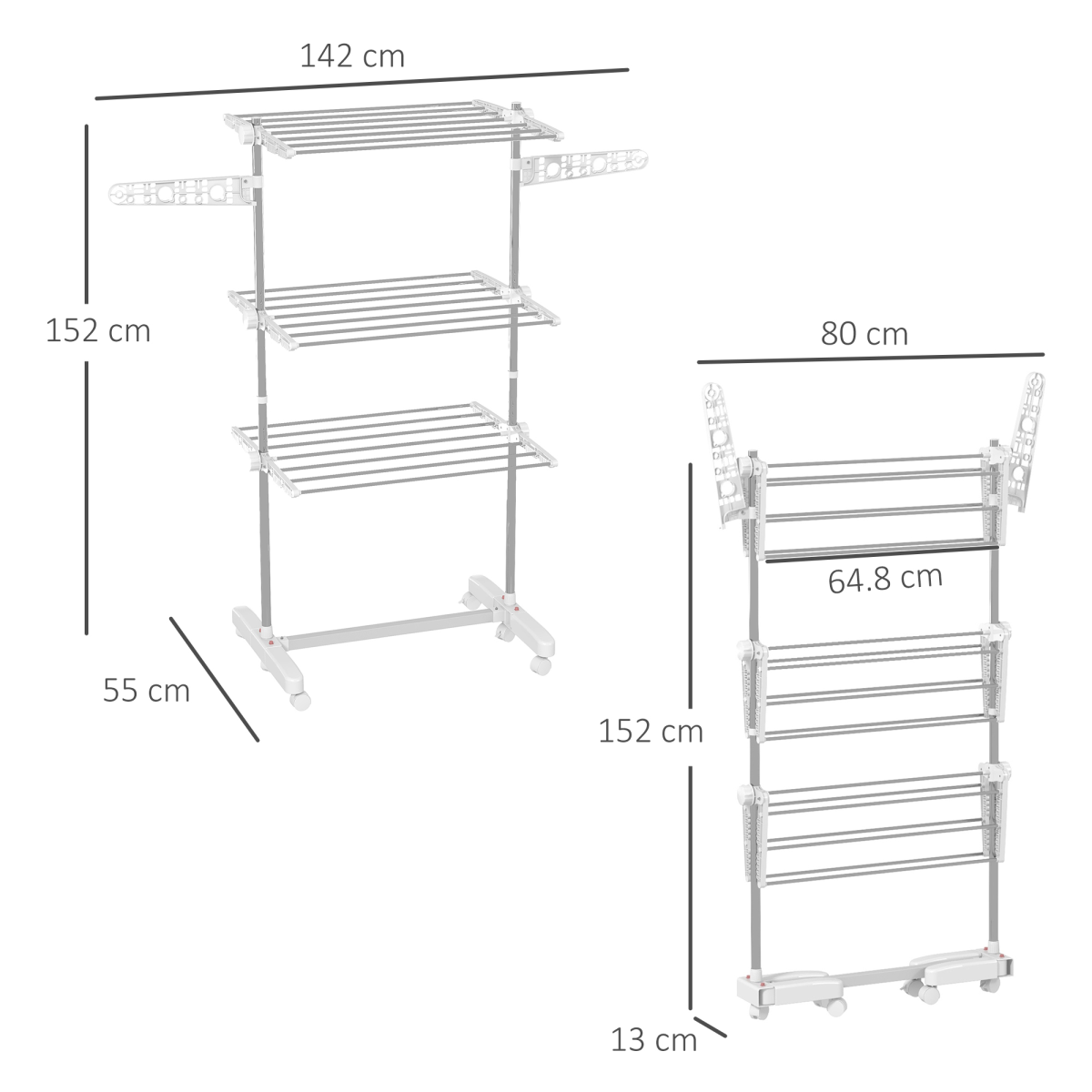 HOMCOM Clothes Airer 64.8cm Wide Three Layer Folding Indoor - HOMCOM - Home Symphony