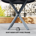 Premium Outdoor Dining Table Round 42Inches Diameter Stable Metal Base For Patio Dining Entertaining - N/A - Home Symphony