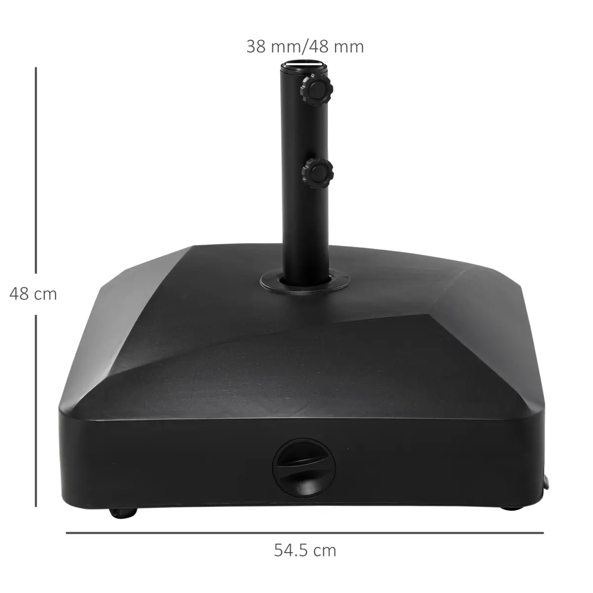 Outsunny Garden Parasol Base Outdoor Market Umbrella Stand 43kg Water or 60kg Sand Filled - Parasol