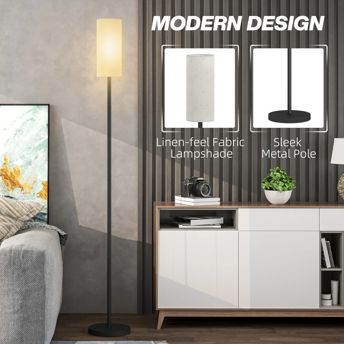 HOMCOM HOMCOM Floor Lamp 63 Inches With Foot Switch For Living Room - Lamp