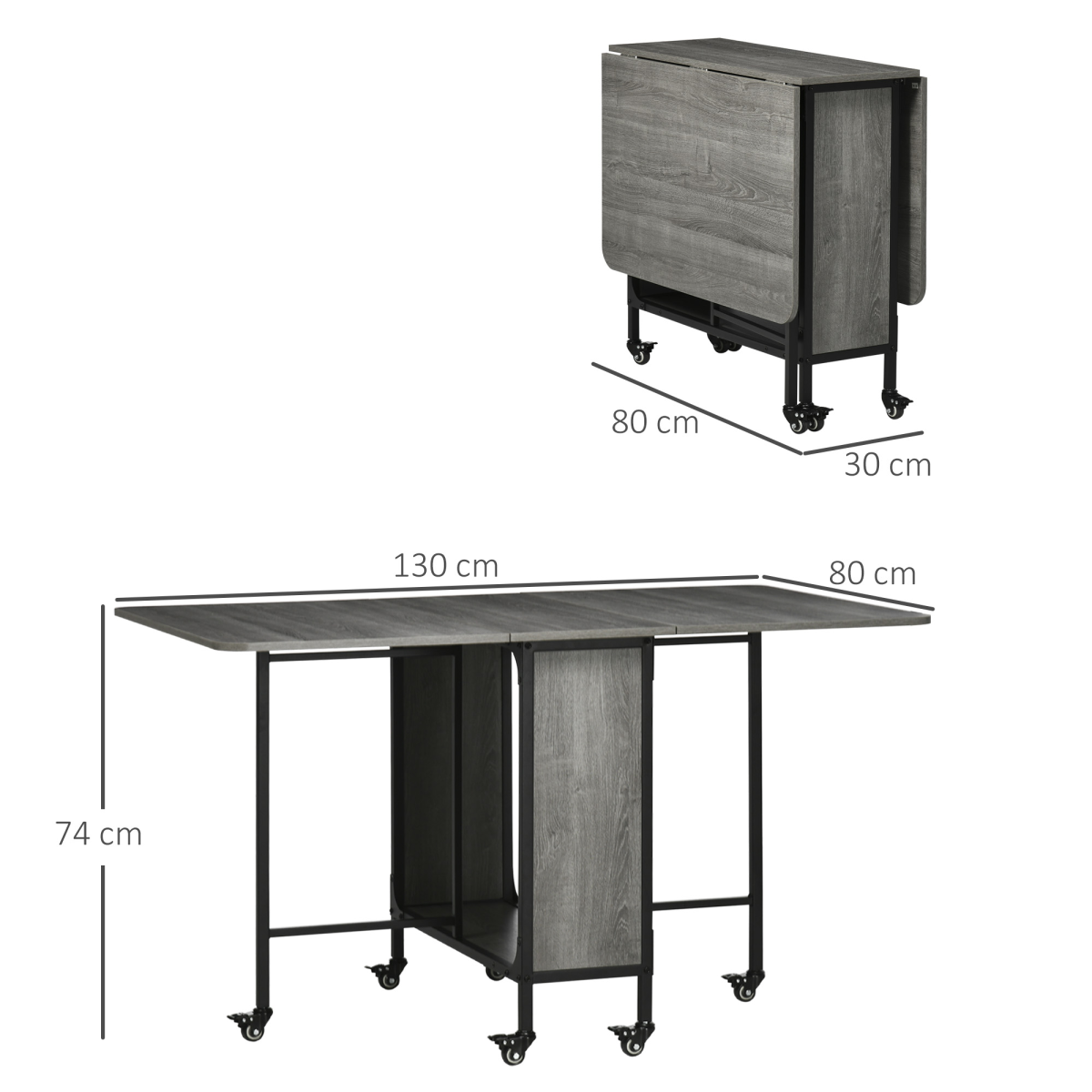 Homcom Mobile Drop Leaf Table Compact Extendable for Six - HOMCOM - Home Symphony