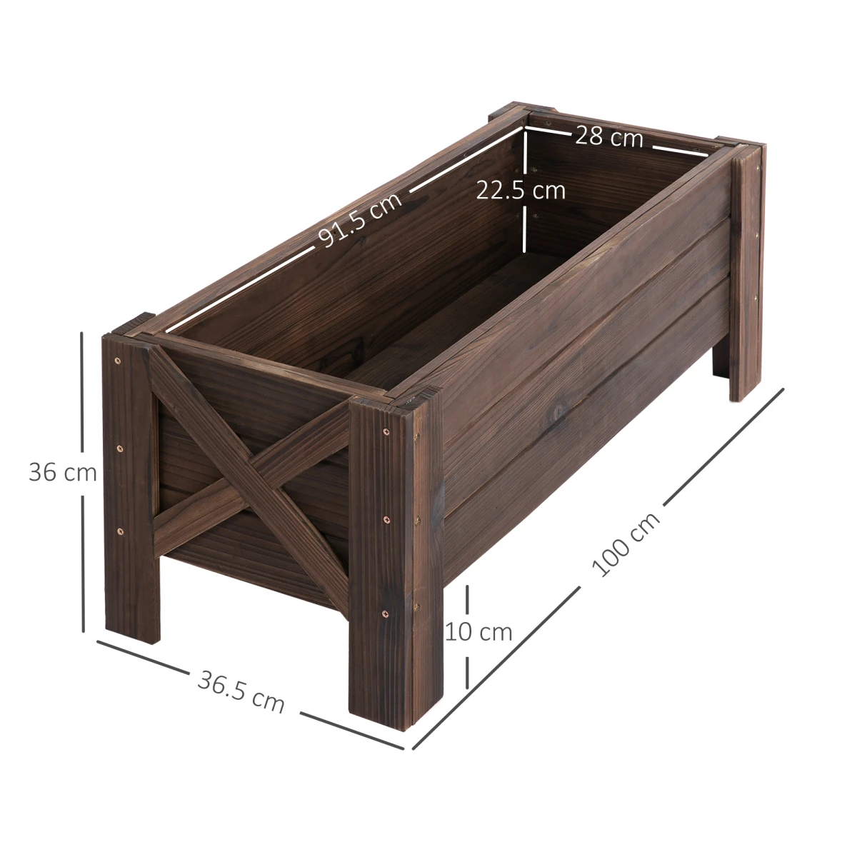 Unbranded Outsunny Raised Bed Planter 100x36.5x36 Durable Gardeners - Planters