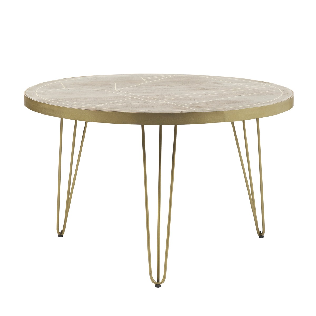 Light Gold Round Dining Table With Metal Inlay Dining Room - Indian Hub - Home Symphony