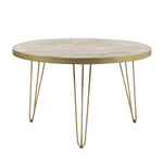 Light Gold Round Dining Table With Metal Inlay Dining Room - Indian Hub - Home Symphony