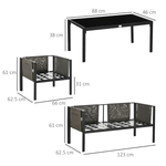 Outsunny Outsunny 4 Piece Garden Sofa Set w/ Tempered Glass Coffee Table Padded Cushions - Garden Set