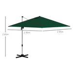Outsunny Outsunny 3 x 3(m) Cantilever Roma Parasol Garden Umbrella with Cross Base Green - Parasol