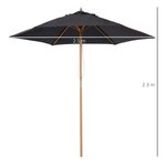 Outsunny 2.5m Wood Garden Parasol Sun Shade Patio Outdoor Wooden Umbrella - Parasol