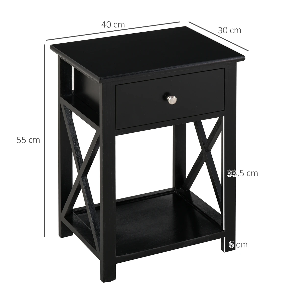 Premium Side Table 2 Tier Drawer For Living Room by HOMCOM
