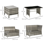 Outsunny Outsunny 6 PCs Patio wicker Sofa Set Rattan Chair Furniture w/ Glass & Cushioned - Garden Sofa Sets