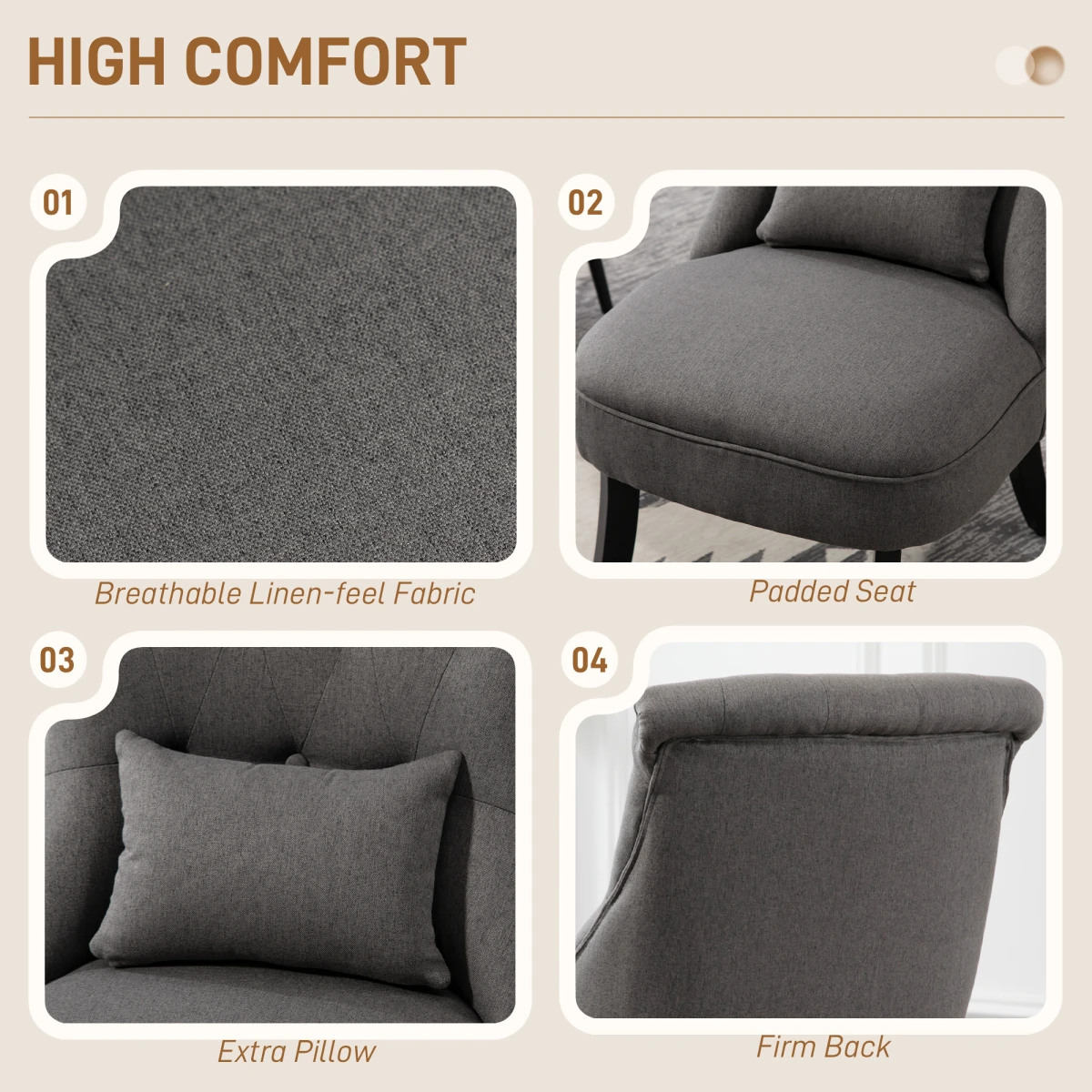 HOMCOM Sofa Compact Tufted Back Wood Legs Urban by HOMCOM