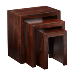 Indian Hub Toko Dark Mango Nest Of 3 Tables - Nest of Tables