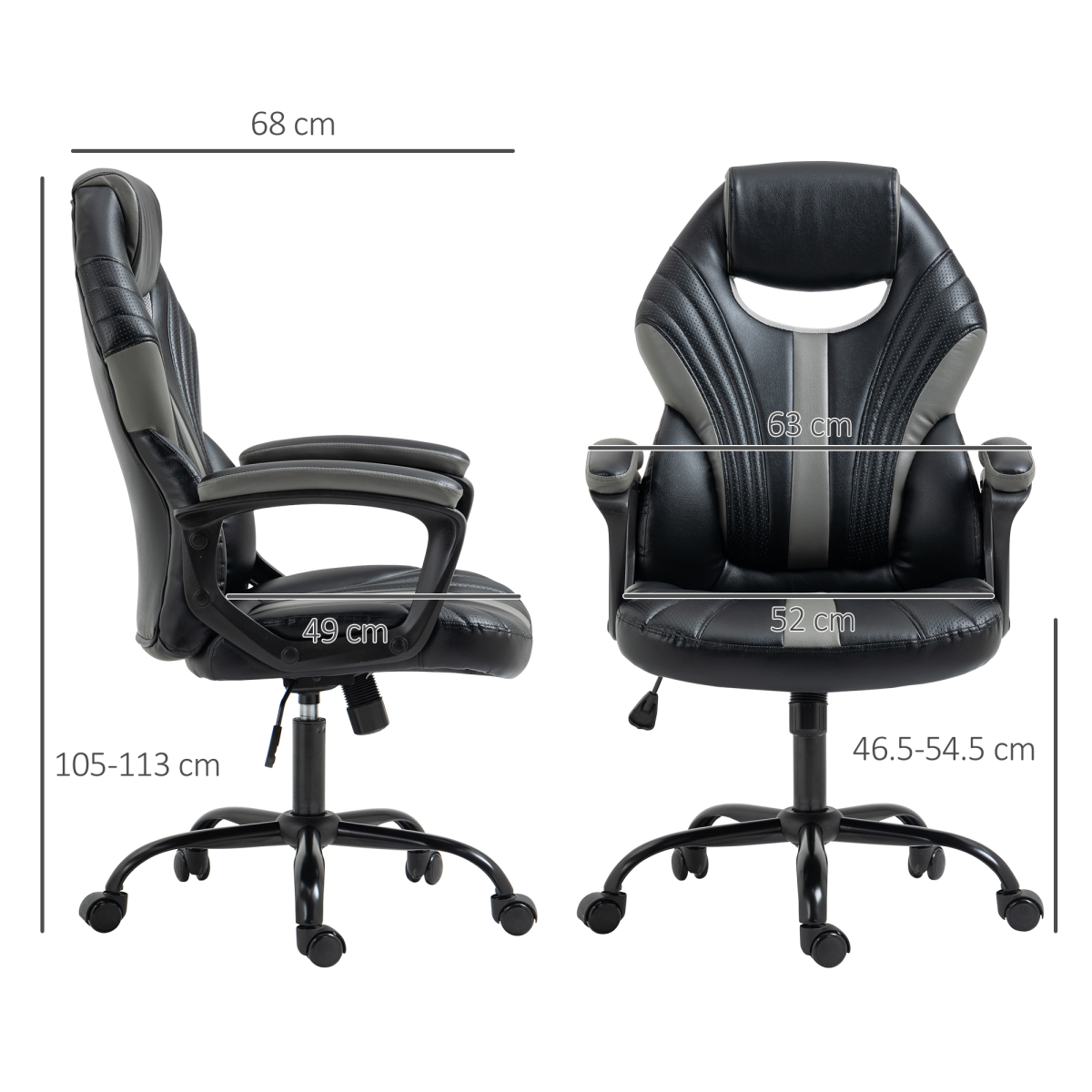 Vinsetto Racing Gaming Chair With Armrests Swivel Wheels Ergonomic PU Leather For Home Office Gaming - Vinsetto - Home Symphony