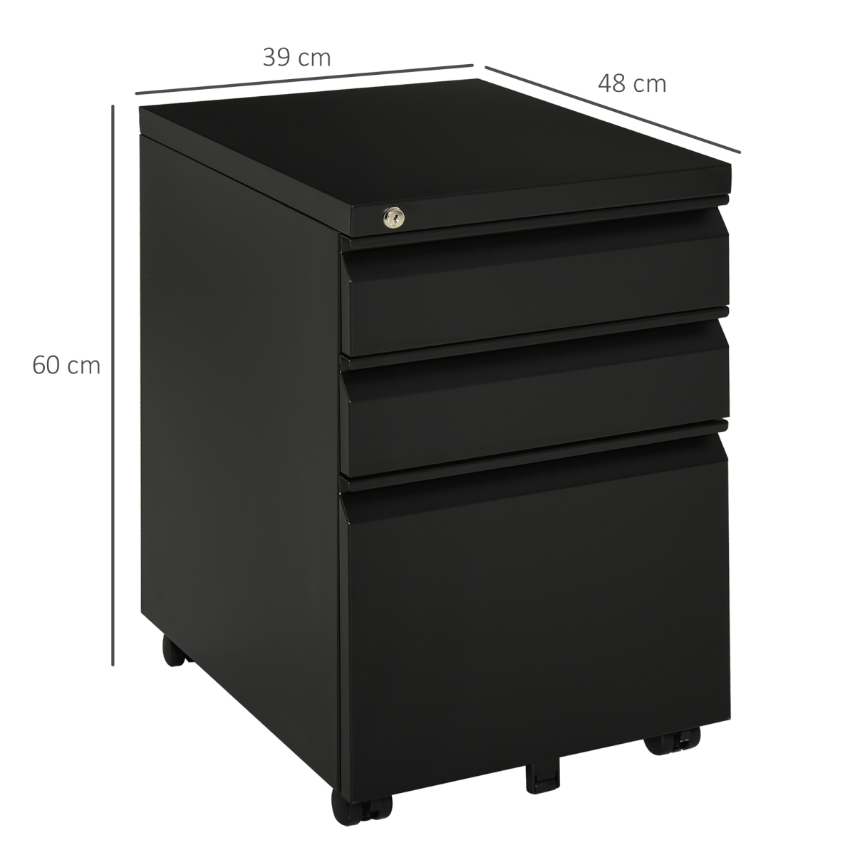 Vinsetto Vertical File Cabinet 3-Drawer Lockable Metal with Central Locking for Office Use