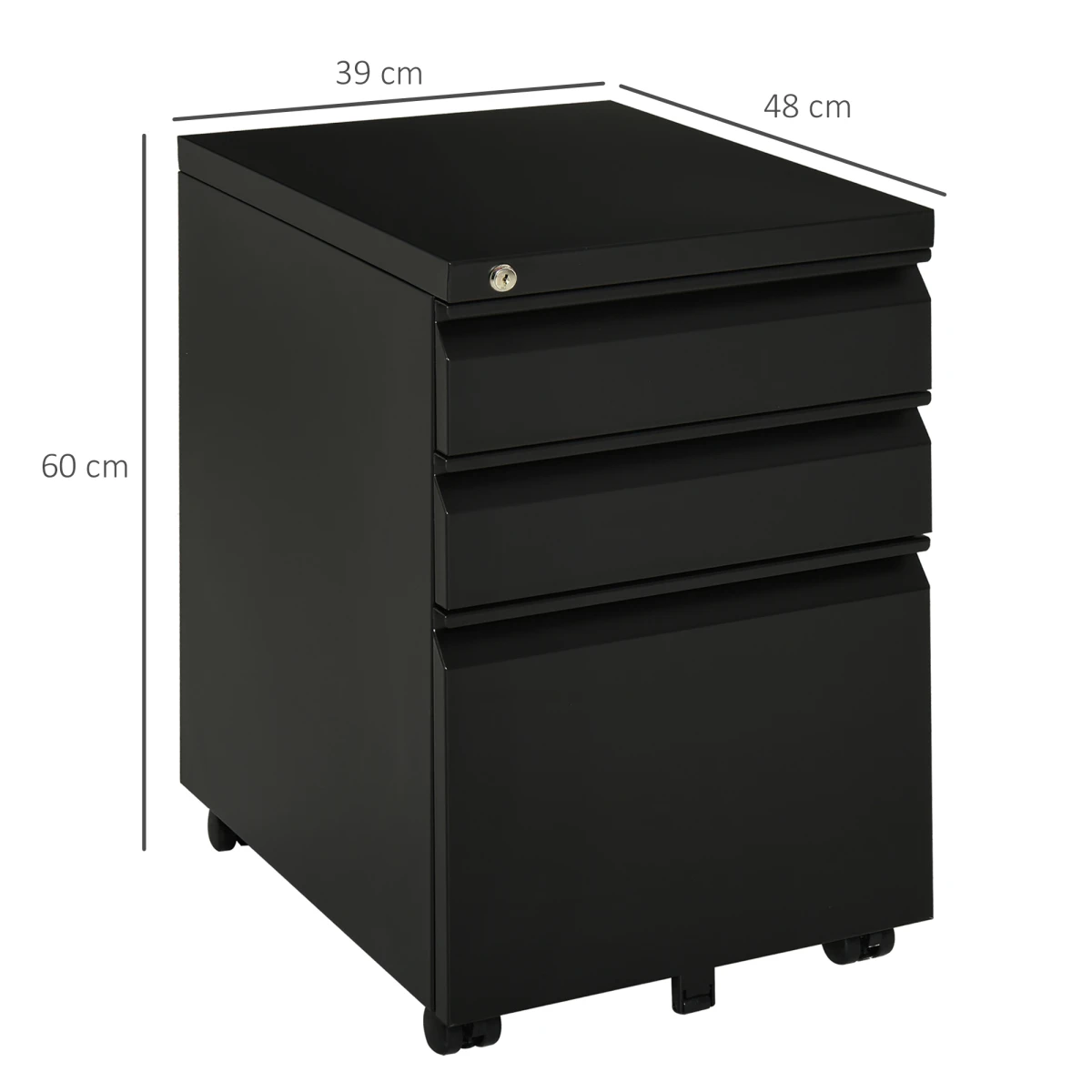 Vinsetto Vinsetto Vertical File Cabinet 3-Drawer Lockable Metal with Central Locking for Office Use - Filing Cabinet