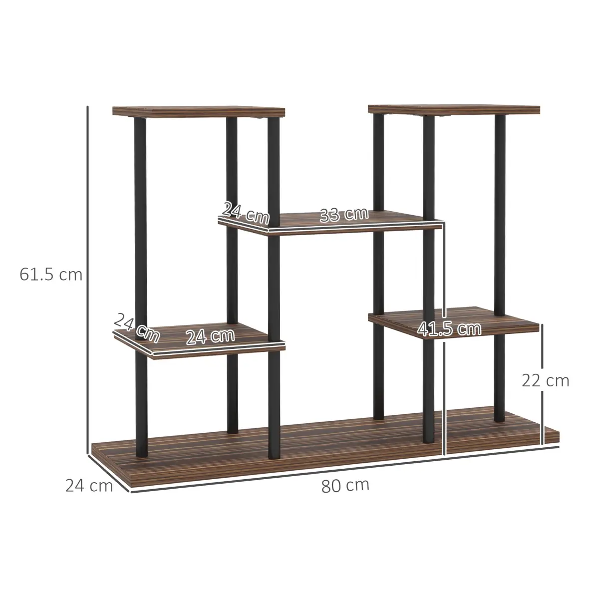 Outsunny Outsunny 4 Tiered Metal Flower Shelf Display Rack, Carbonised Finish - Wine Rack