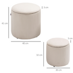 HOMCOM Storage Ottoman Set Of 2 Corduroy - HOMCOM - Home Symphony
