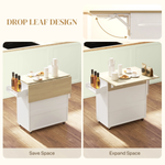 HOMCOM Homcom Compact Kitchen Island Drop Leaf White Oak for Home - Dining Table