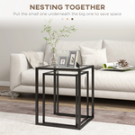 HOMCOM Nesting Tables 2 Tempered Glass Home by HOMCOM