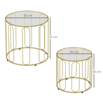 HOMCOM Nesting Coffee Tables Glass Top Gold Home by HOMCOM