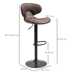 Premium Barstools 89.5-109.5cm Gas Lift Pair - HOMCOM - Home Symphony