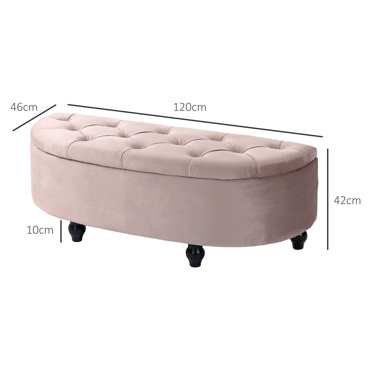 HOMCOM Tufted SemiCircle Storage Ottoman For Home - HOMCOM - Home Symphony