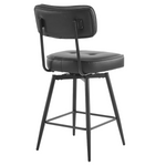 2 Pcs Black PU Swivel Bar Stools with Button-Tufted Backrest and Metal Legs - N/A - Home Symphony